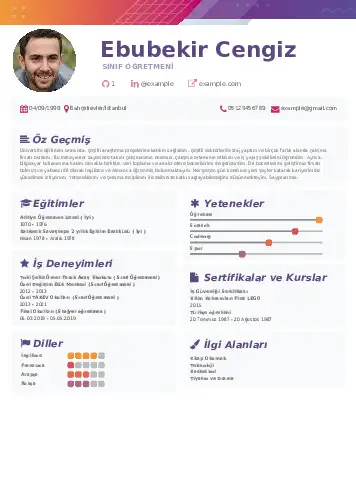 Sınıf Öğretmeni Cv Örnekleri cv indir